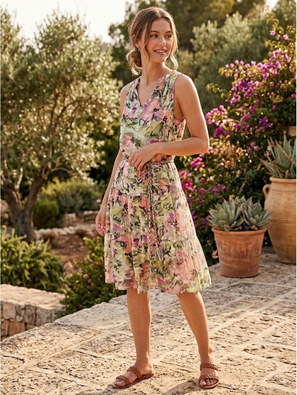Bella Dahl Floral Sleeveless Midi Dress Size Small